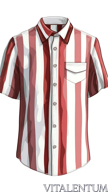 Striped Short Sleeve Shirt with Collar and Button Front