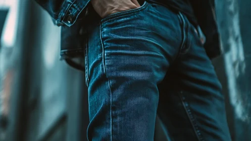 Deep indigo denim fabric exhibits pronounced color saturation and three-dimensional textile surface 