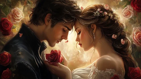 Two Hearts, One Moment: A Romantic Bloom.