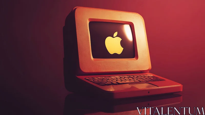 Retro orange computer glows warmly with familiar logo.
