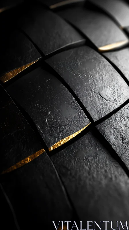 Midnight obsidian tiles veined with molten gold accents.