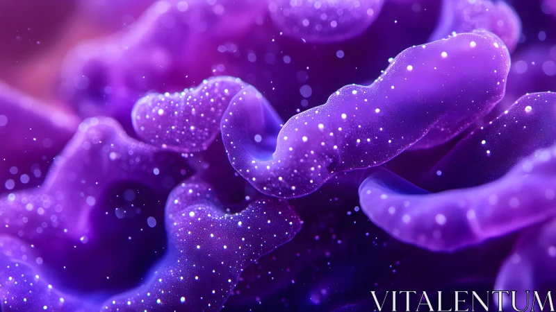 Abstract close-up of glowing purple coral with dreamy lighting.