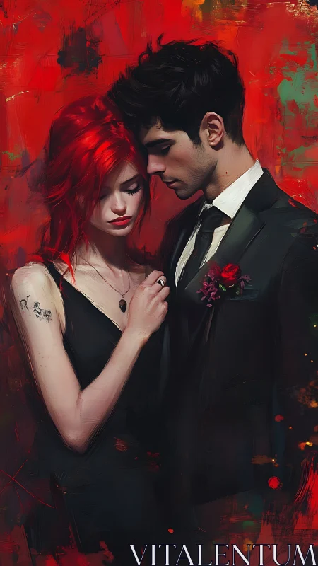 Intimate Portrait: Figure Study with Crimson Atmospheric Rendering