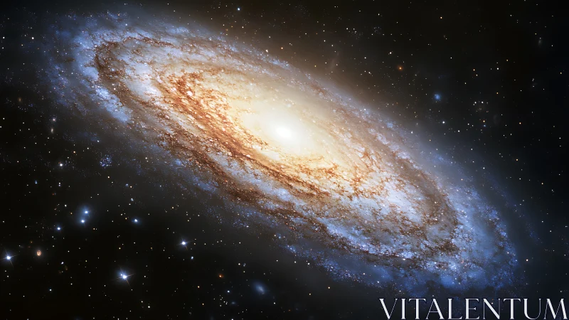 Edge-on barred spiral galaxy with bright bulge and blue arms