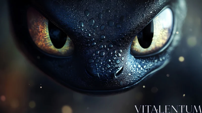 Midnight dragon blinks slowly, galaxies swirling in eyes