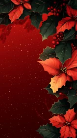 Crimson Holiday Halo of Poinsettias and Holly Leaves.