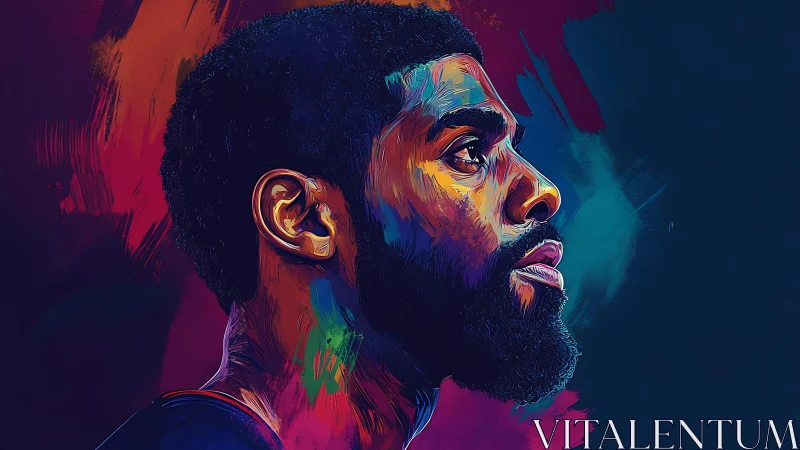 Colorful digital portrait of man in side profile view.