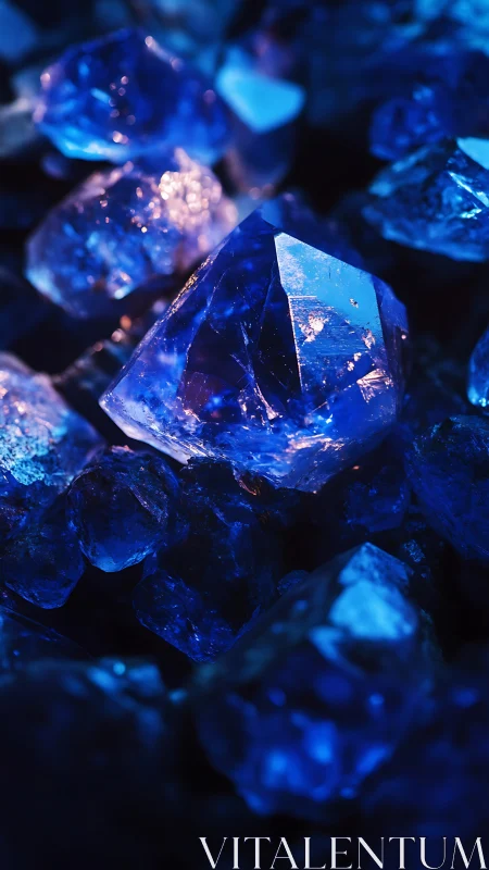 Luminous blue crystals under dramatic macro lighting.