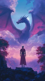 Twilight meeting between lone wanderer and radiant dragon.