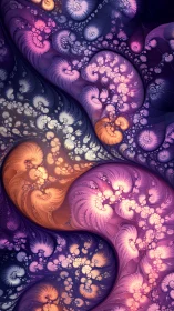 Fractal tides swirl like luminous coral rivers through twilight