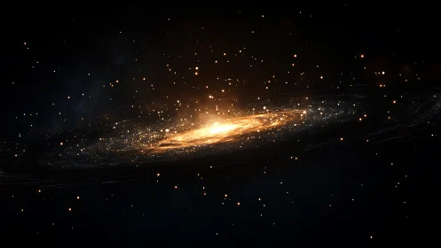 Spiral galaxy core rendered in luminous digital painting style.