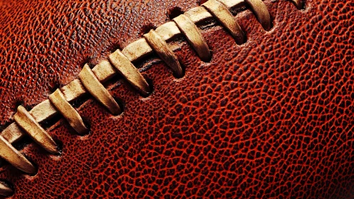 Leather and laces close up on a well worn football.