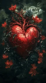 Heart Blooming in Darkness: A Love Garden Awakens.