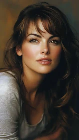 Soft-focus portrait of young woman in warm studio lighting