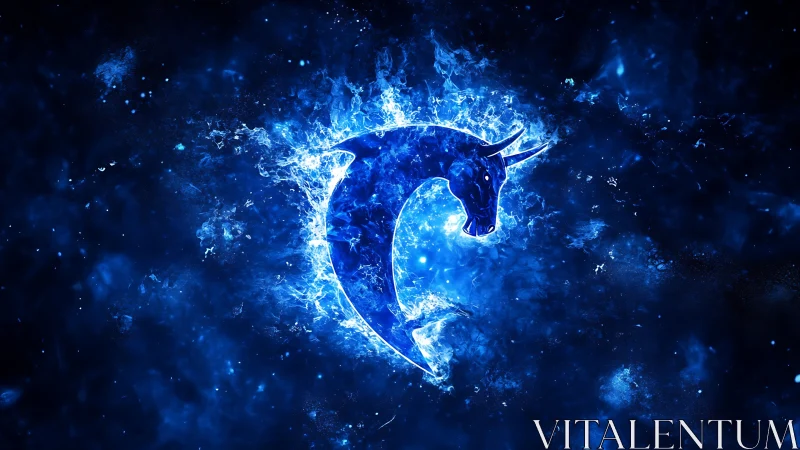 Luminescent Taurus emblem carved from explosive cosmic plasma