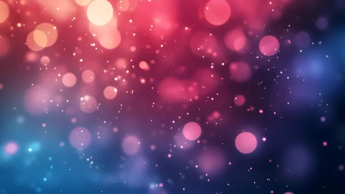Vibrant bokeh lights abstract background in pink and blue hues.
