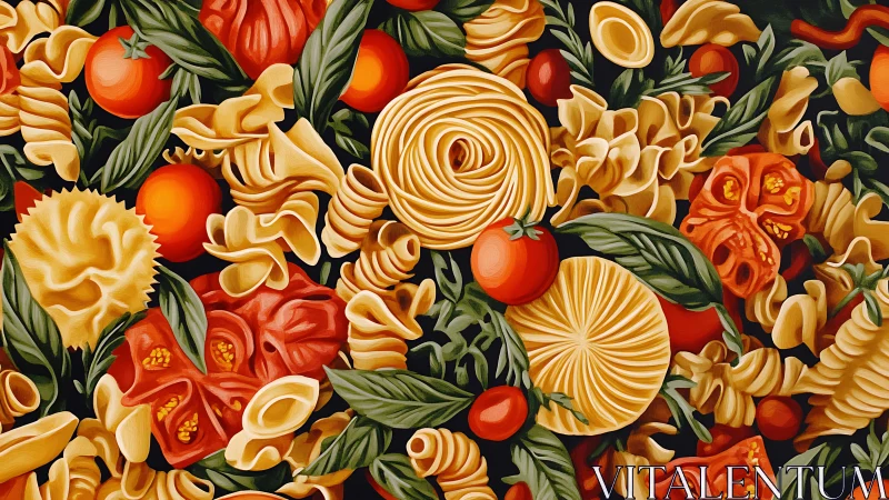 Vibrant pasta and tomato montage celebrates Italian flavor