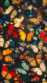 Colorful butterfly daydreams drifting on dark velvet sky.