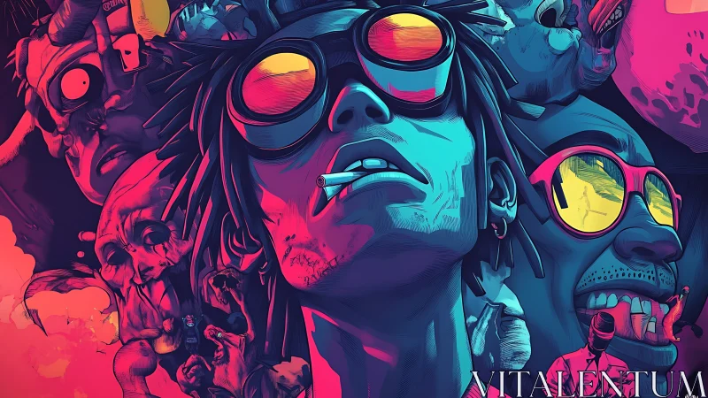 Neon daydream rebel drifting through glitchy downtown ghosts.