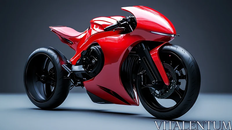 Red futuristic sport motorcycle displays sculpted aerodynamic body