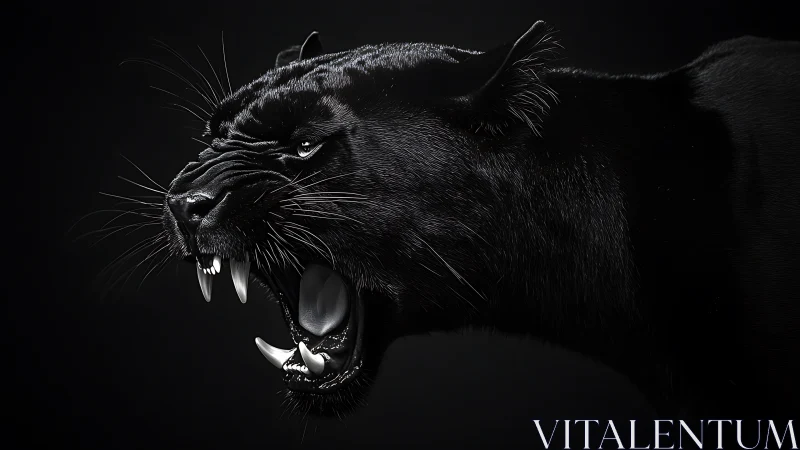 Snarling Otter Tusks Bared Against Black Background