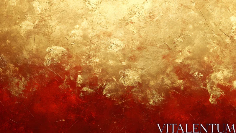 Gold and Red Abstract Texture Art with Rich Metallic Finish.