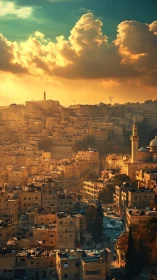 Golden hour skyline study renders dense Middle Eastern cityscape
