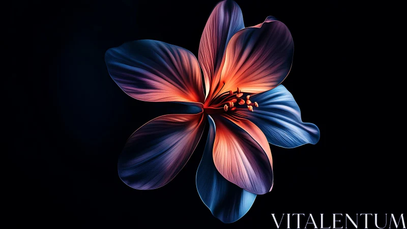 Luminous Digital Flower Blooming in Vibrant Neon Colors