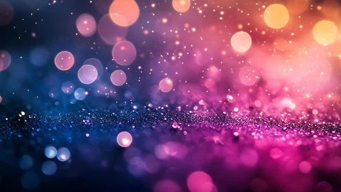 Abstract bokeh lights with sparkling glitter, vibrant colors.