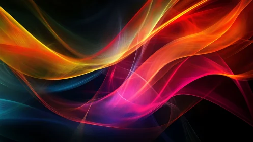 Colorful light waves flow across a luminous dark canvas.