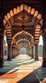 Sunlit palace arches inviting a quiet morning wander.