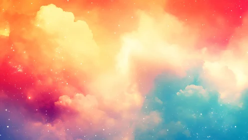 Multicolored abstract cloudscape with soft gradient lighting.