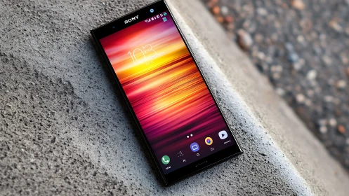 Sony's Neon Sunrise: Digital Escape on Concrete Canvas.