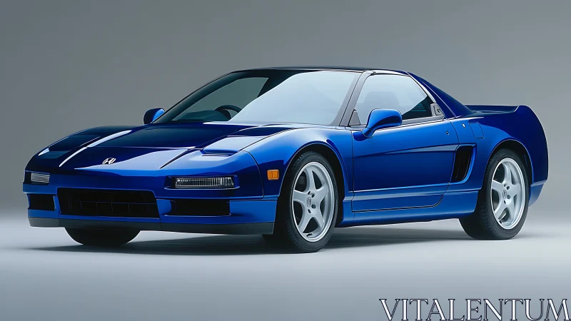 Blue Honda NSX sports coupe in clean studio profile view.