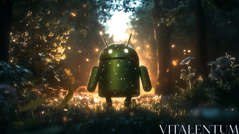 Firefly Forest Android Wanders Through Soft-Code Dawn.