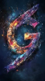 Glowing cosmic letter G painted with swirling stardust.