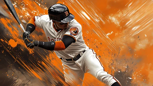 Digital illustration of baseball batter in white uniform.