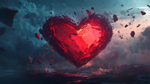 Crystalline Heart Form Suspended in Atmospheric Debris.