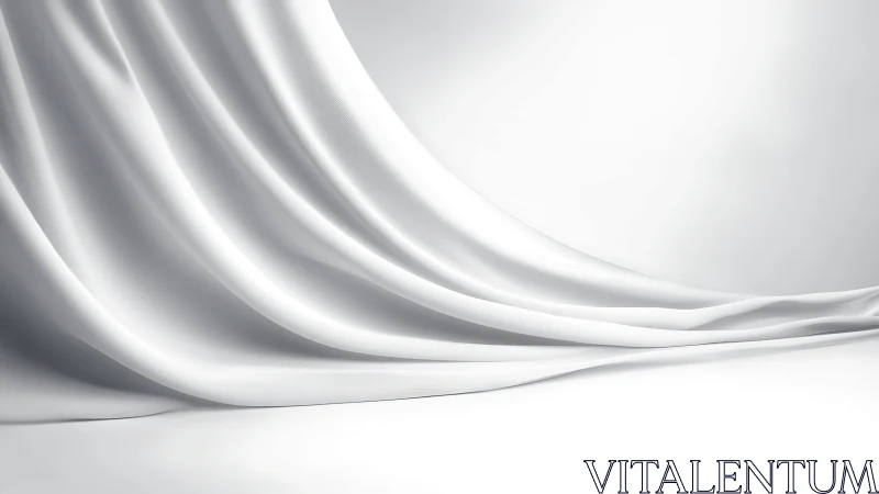 Soft white satin folds create a minimal flowing backdrop.