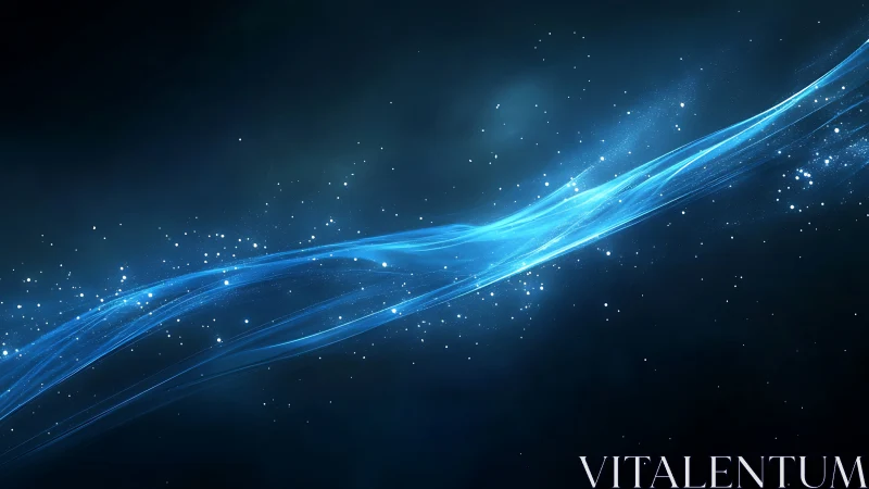 Blue luminous energy stream across dark cosmic field.