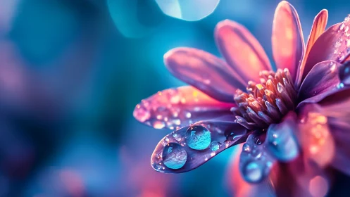 Luminous Petals Weep: Dewdrops Caught Between Dream and Photon.