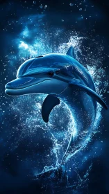 Hydrodynamic dolphin leap with high-energy splash dynamics.