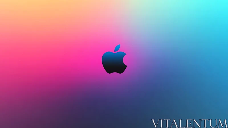 Soft neon gradient cradle for a floating apple emblem.