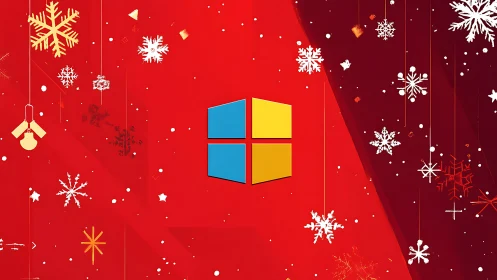 Windows-style holiday icon on bold red festive backdrop.