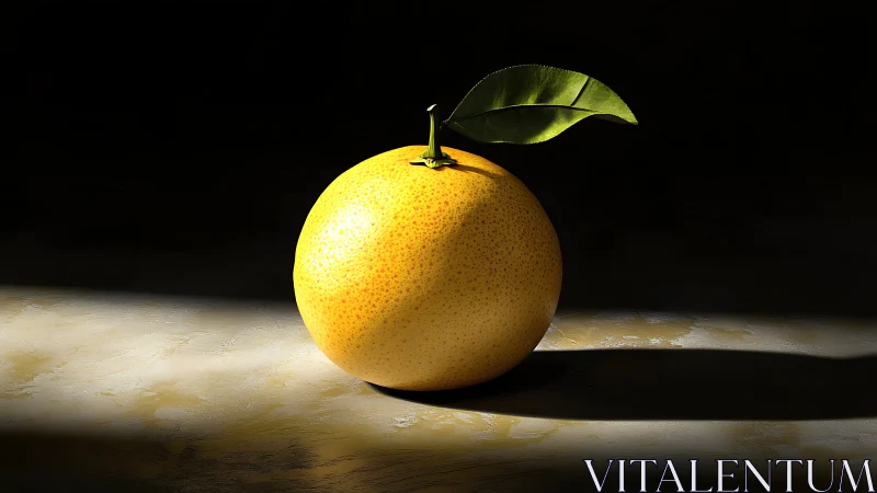 Single ripe grapefruit rests in dramatic studio light.