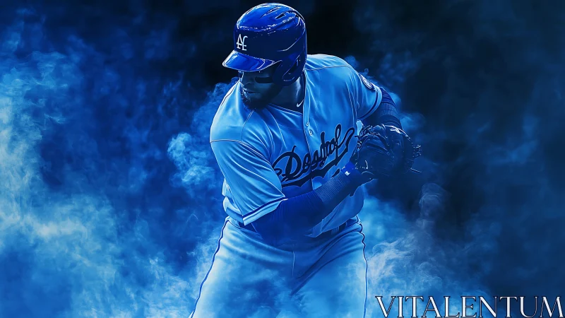 Blue-swirled slugger charges through stormy digital smoke