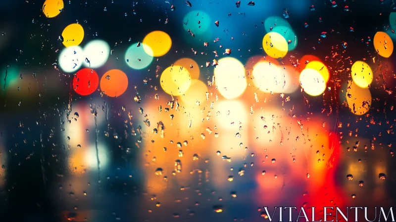 Raindrop constellations redraw city lights into soft galaxies