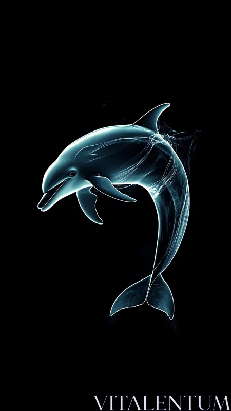Neon tide dancer, a glowing dolphin traced in starwater.