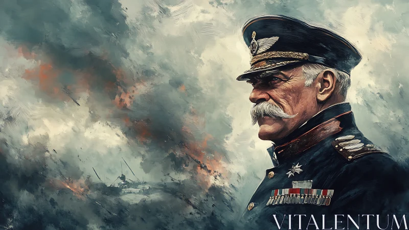 Veteran naval commander studies stormy battlefield horizon