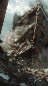 Quiet Aftermath Among Crumbling Brick And Dusty Sky.